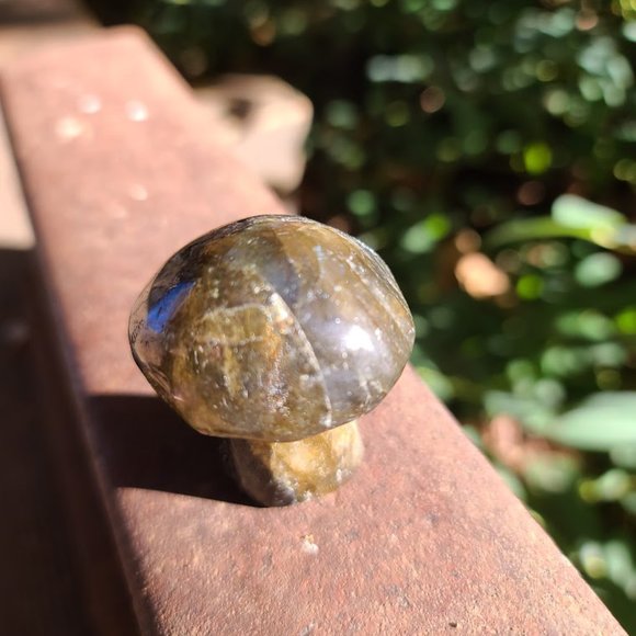 Laboradite hand carved mushroom 3" - Picture 6 of 10